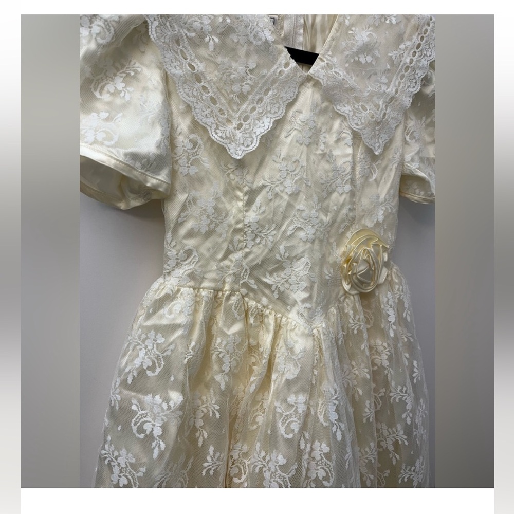 Vintage Jessica McClintock Ivory Floral Lace Kids Dress (pristine condition)